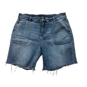 Judy Blue Denim Shorts Womens 3XL Blue Raw Hem Utility Patch Pockets